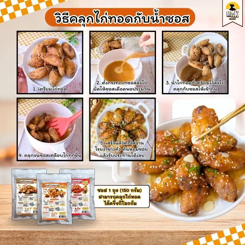 วิธีคลุกไก่กับซอส